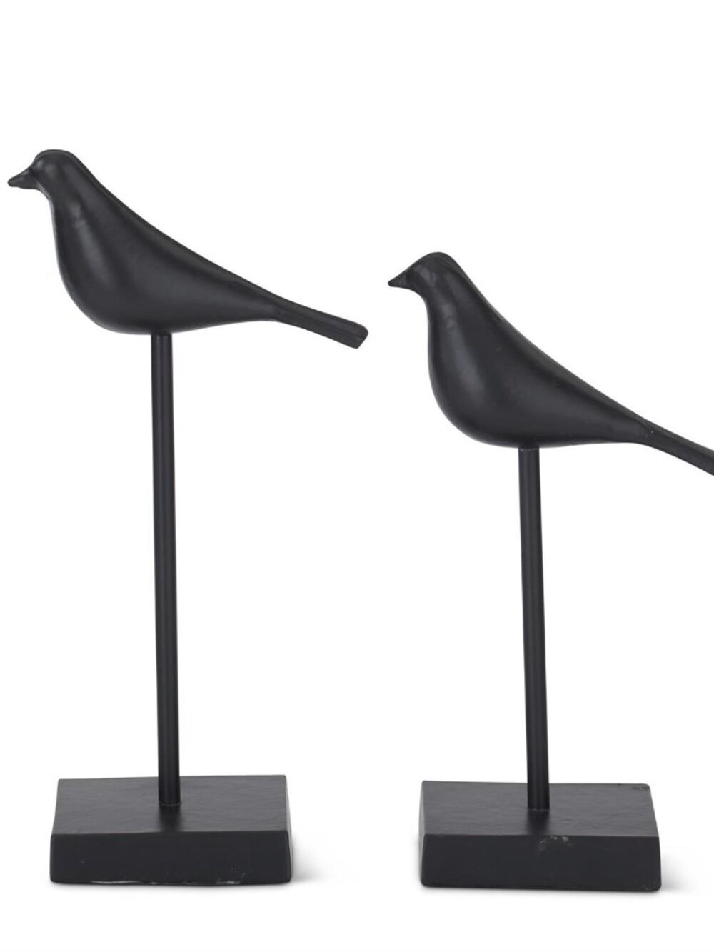 Set of 2 Black Metal Birds on Spindles NEW
